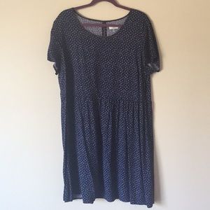 Old Navy Shirt Dress - Navy Blue White Polka Dots
